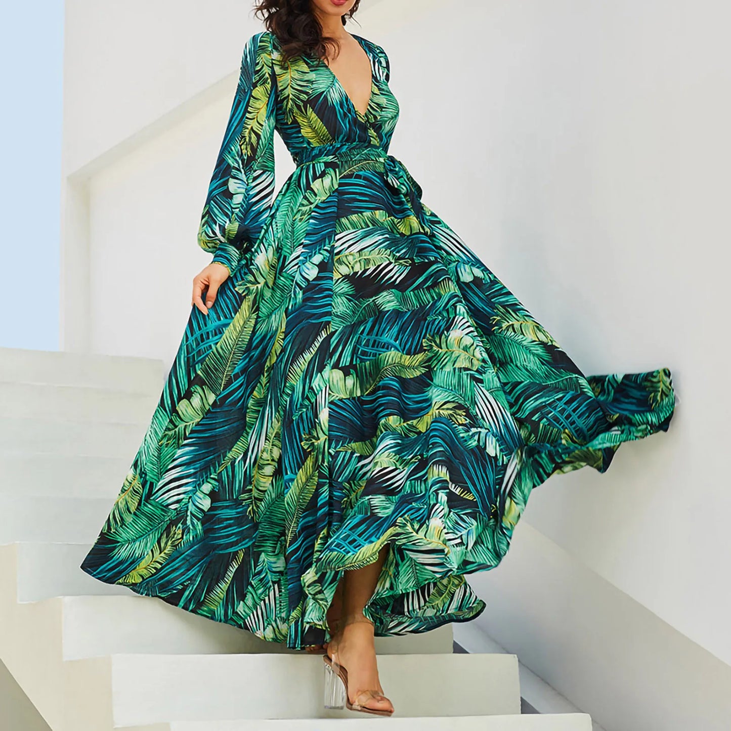 Woman's Floral Green Dress