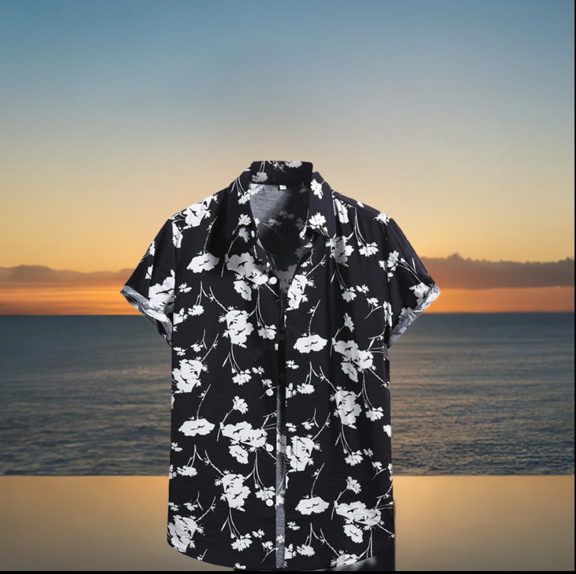 Women's Hawaiian Style Black And White Shirt