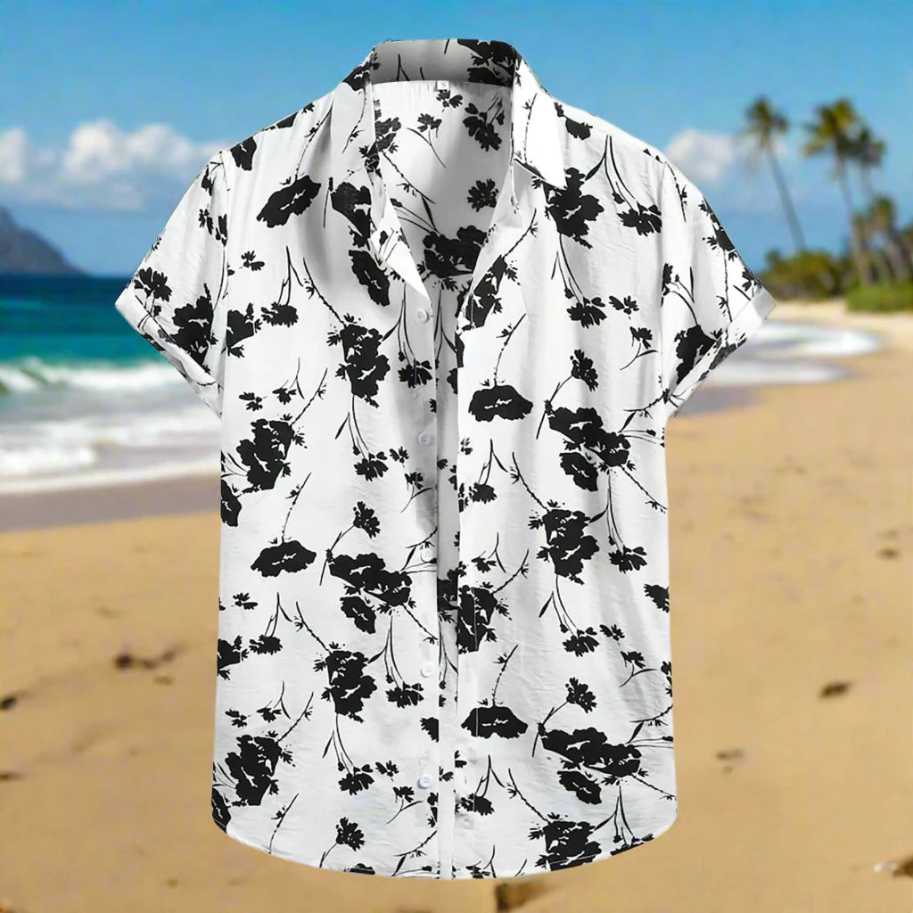 Women's Hawaiian Style Black And White Shirt