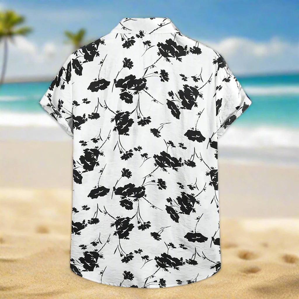 Women's Hawaiian Style Black And White Shirt