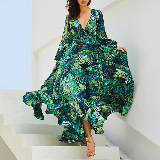 Woman's Floral Green Dress