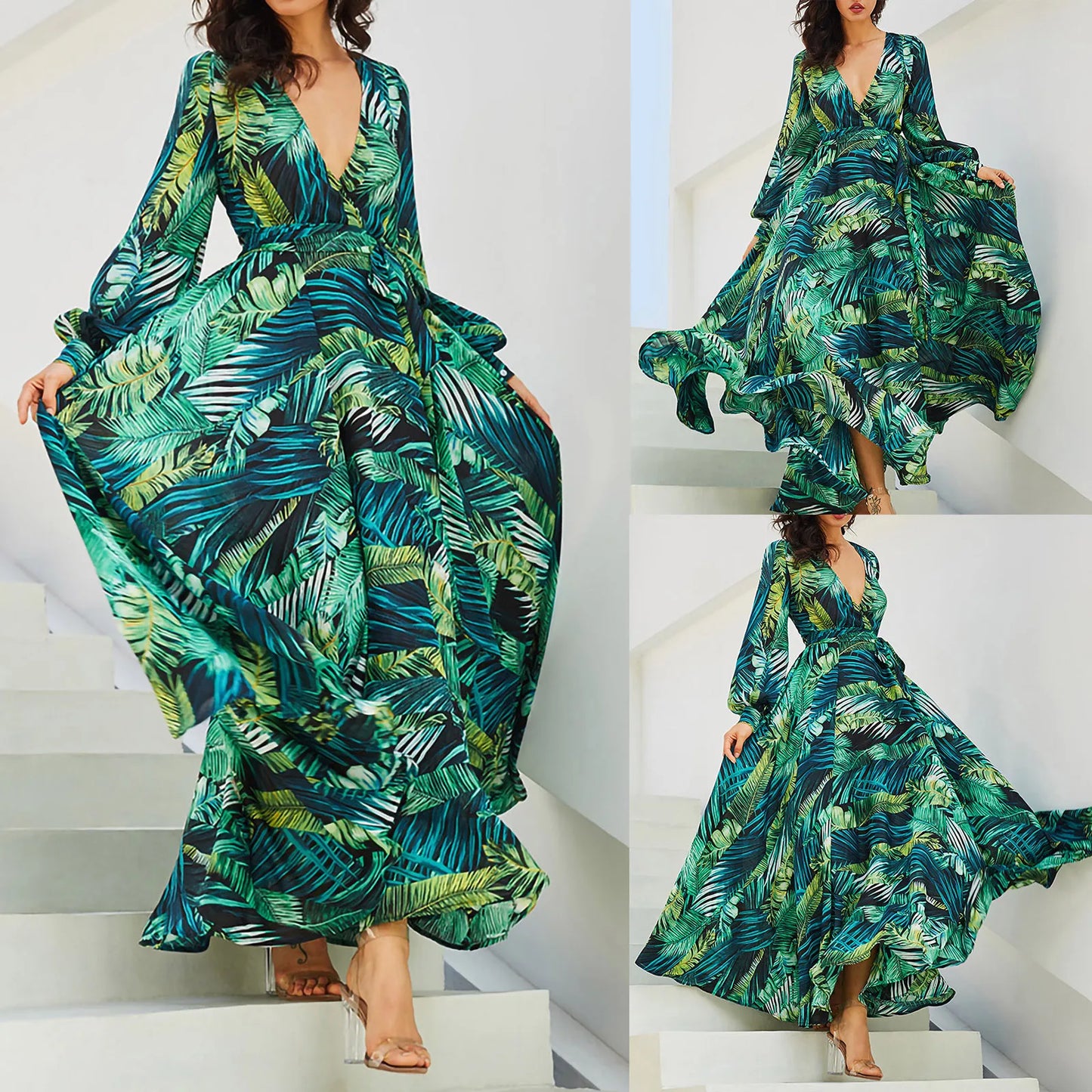 Woman's Floral Green Dress
